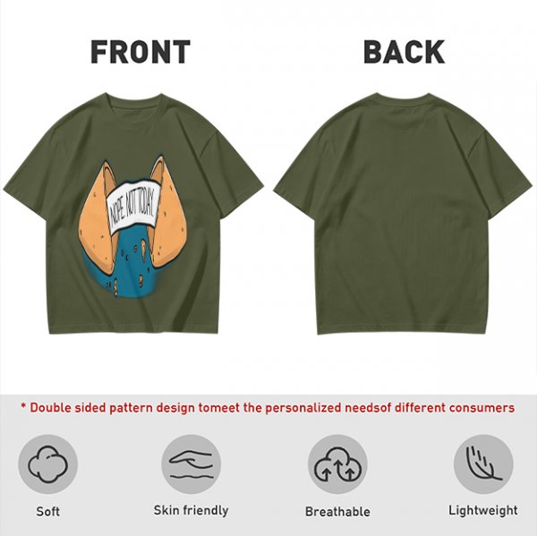 Olive T-Shirt With Funny Fortune Cookie 'Nope Not Today' Print