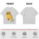 Olive T-Shirt With Cute Surprised Orange Tabby Cat Holding Meat Print