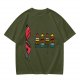 Olive T-Shirt With Cartoon Grill And Skewers Print