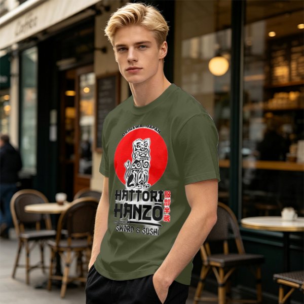 Okinawa Japan Hattori Hanzo Sword and Sushi T-Shirt