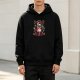 Black hoodie with cute hellish lamb occult graphic print