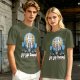 Olive green t-shirt with Appa graphic and 'yip yip travel' text