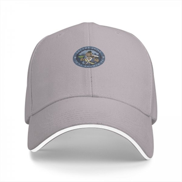 Black Baseball Cap With Circular Graphic Emblem