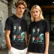 Olive Graphic Tee With Alien Stress Headache Themed Art