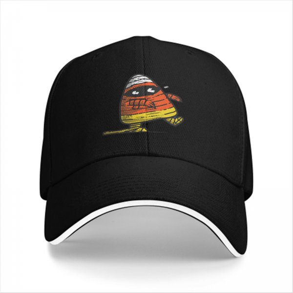 Black Baseball Cap with Mummy Candy Corn Halloween Graphic