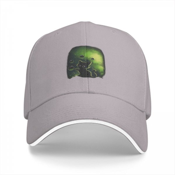 Black Baseball Cap With Glowing Green Cat Bubble Art Print