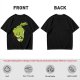 Olive Green T-Shirt With Sad Cartoon Cabbage Graphic