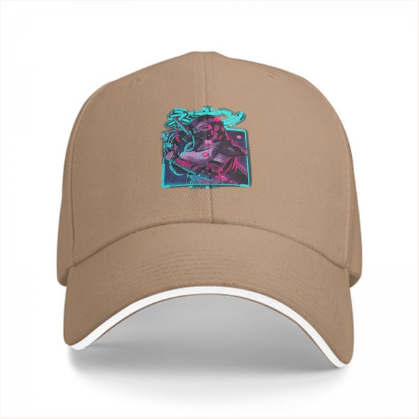 Black Baseball Cap With Cyberpunk Neon Samurai Graphic