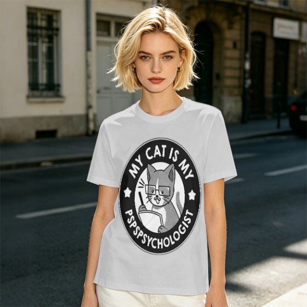 My Cat Is My Pspsychologist Funny Graphic T-Shirt