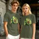 Olive Green T-Shirt with Cute Running Avocado Graphic