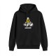 Black hoodie with panda pile graphic and 'Pandemic' text print