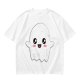 Olive T-shirt with Cute Kawaii Ghost Graphic Print