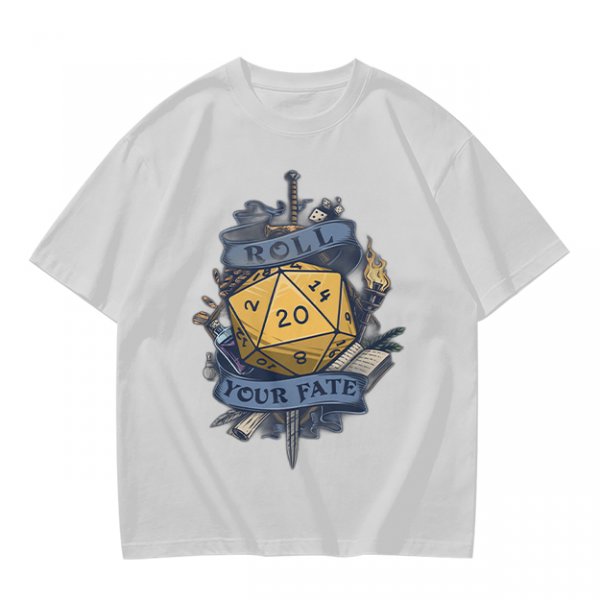 Roll Your Fate D20 Dice Graphic T-Shirt For Tabletop RPG Fans