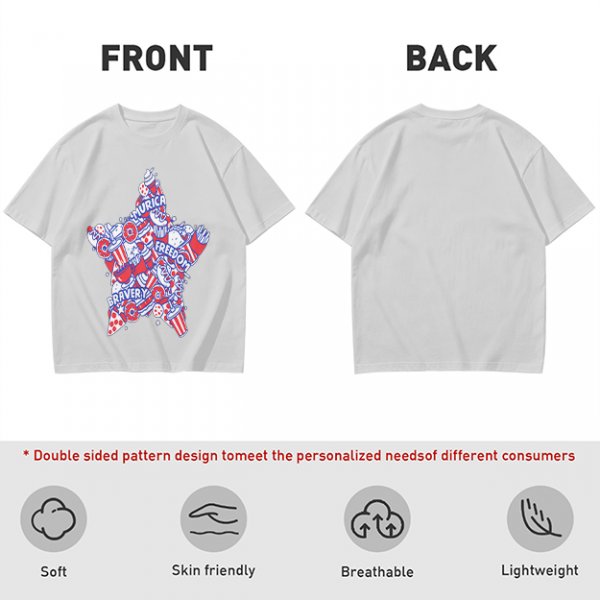 Olive T-Shirt With Patriotic Star Fast Food Print