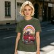 Olive T-Shirt With Red Convertible Car, Rainbow And People Graphic