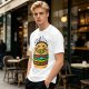 Olive T-Shirt with Smiling Grilled Burger Graphic
