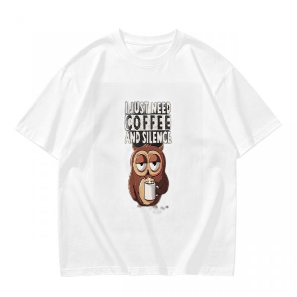 Owl Coffee Silence T-Shirt for Relaxed Daily Wear