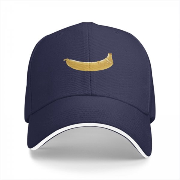 Black Baseball Cap With Banana Graphic Print