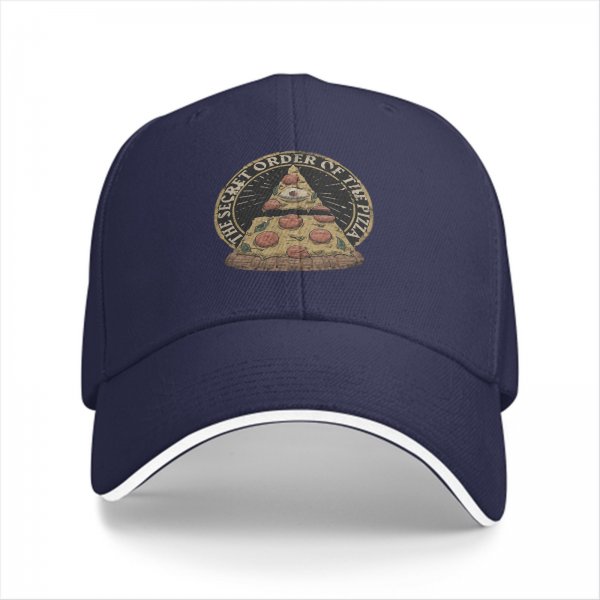 Black Baseball Cap With The Secret Order Of The Pizza Graphic