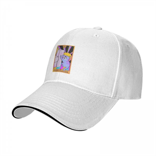 Black Baseball Cap With Funny Cat Couch Killer Tarot Art Print
