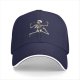 Black baseball cap with dancing skeleton graphic design