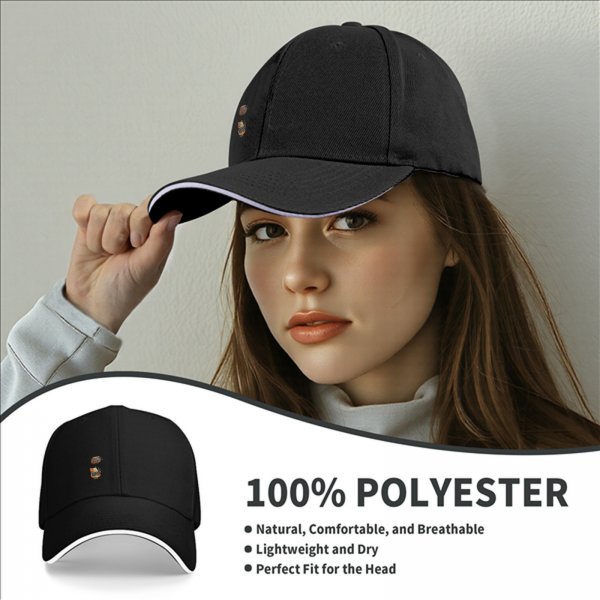 Black baseball cap with cute small animal graphic