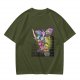 Olive T-shirt with colorful robot transformer graphic print