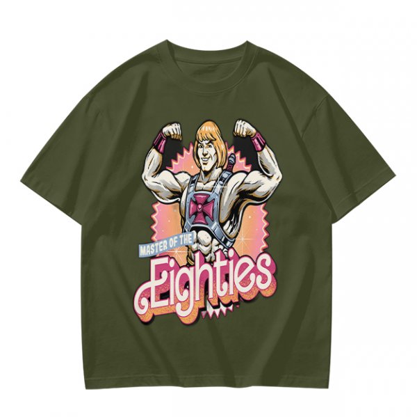Olive T-Shirt Featuring He-Man Master of the Eighties Graphic