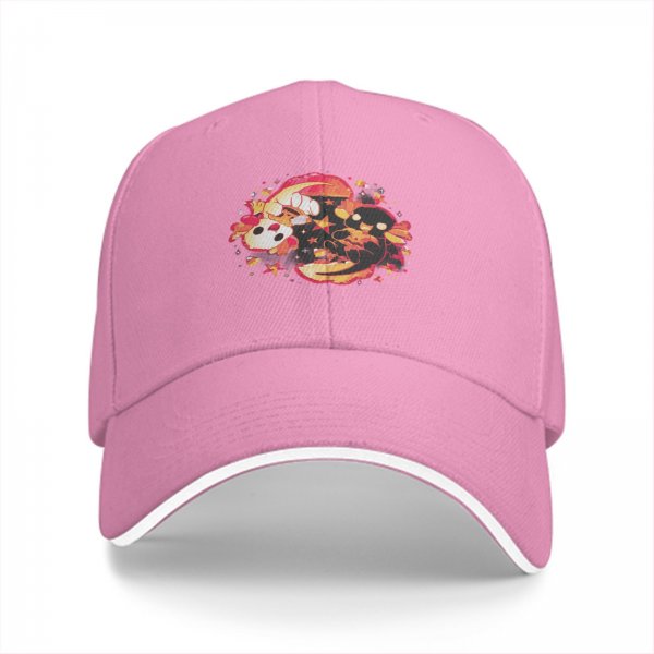 Black baseball cap with cute fantasy creature graphic print