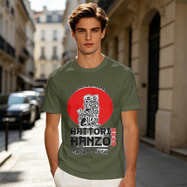 Okinawa Japan Hattori Hanzo Sword and Sushi T-Shirt