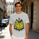 Olive green t-shirt with banana bat logo graphic