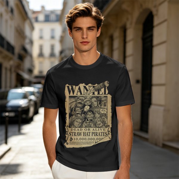 One Piece Straw Hat Pirates Wanted Poster Graphic T-Shirt
