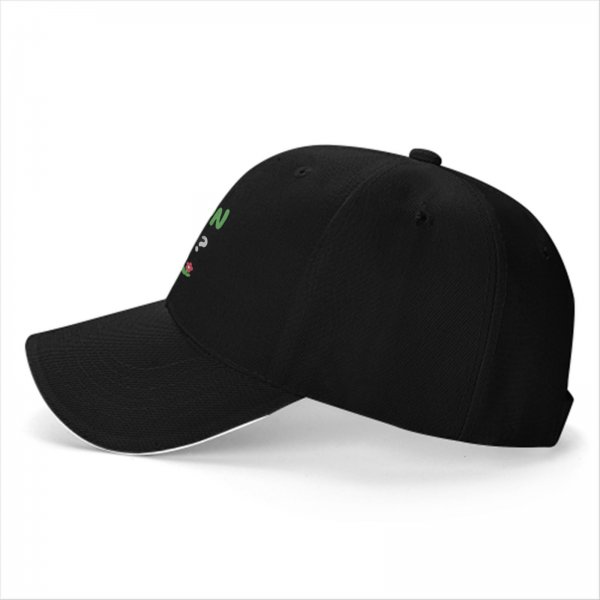Black baseball cap with 'What a Melon' cute watermelon graphic