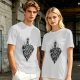 Olive T-Shirt With Four Animal Crest Graphic Design