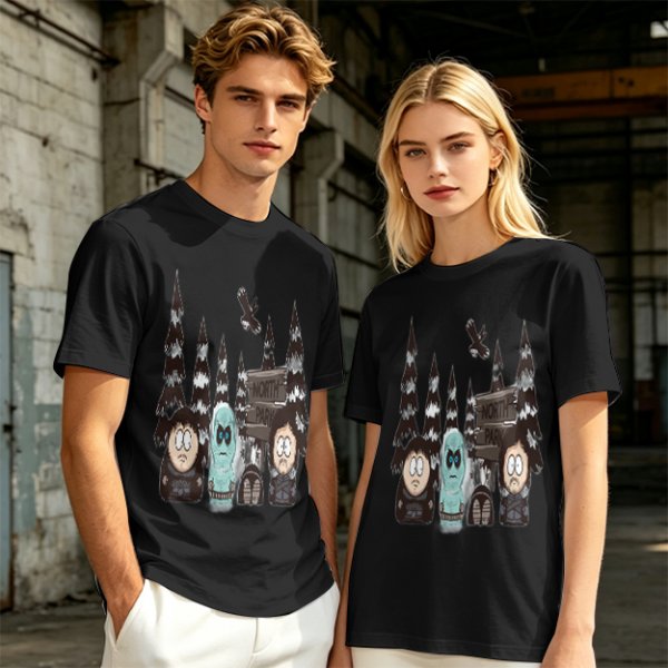 South Park Style North Park Winter Forest Graphic T-Shirt