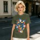 Olive T-Shirt With Cute Cats On A Rubik's Cube Graphic