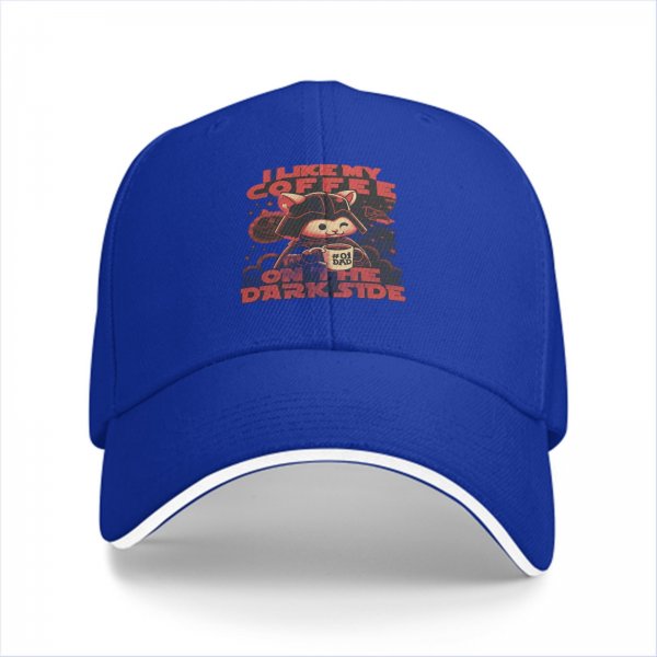 Black baseball cap with cat darth vader coffee dark side print