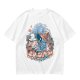 Olive T-Shirt with Whimsical Fantasy Character and Floral Art Print