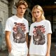 Olive T-shirt with Godzilla eating ramen graphic