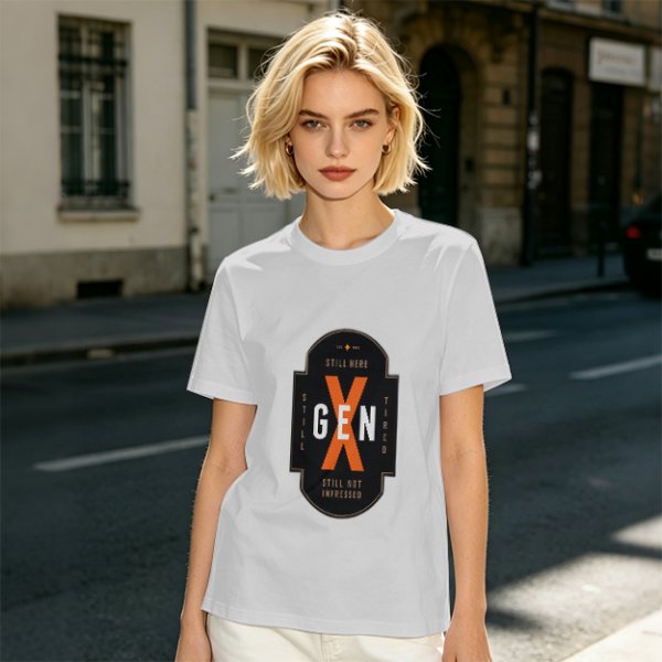 Olive Gen X Graphic T-Shirt With 'Still Here Still Not Impressed' Print