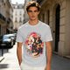 Olive T-Shirt with Halloween Axolotl Candy Corn Art