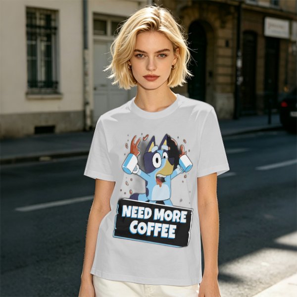 Bluey Character 'Need More Coffee' Graphic T-Shirt