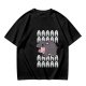 Olive t-shirt with screaming baby hippo and repeated A text