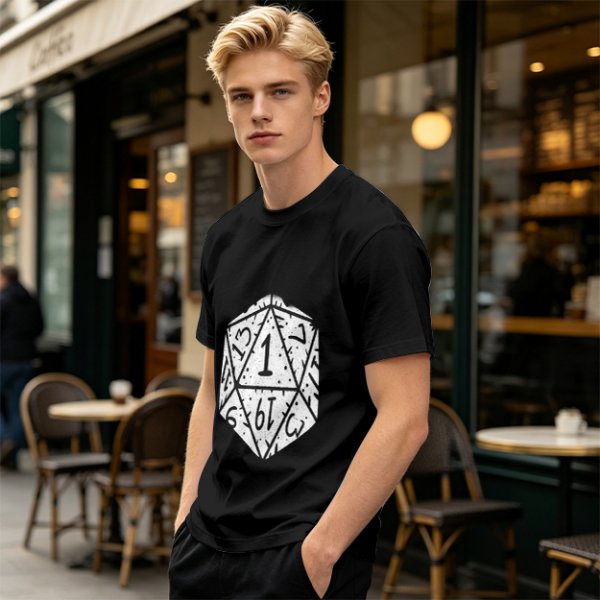 Olive T-Shirt With D20 Nat 1 Critical Fail Print