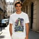 Olive Graphic Tee With Retro Sci-Fi Character Art Print