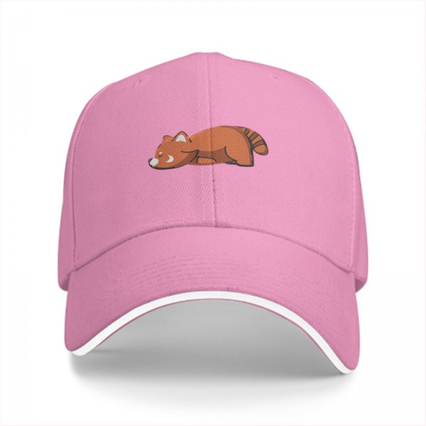 Black baseball cap with a sleeping red panda graphic