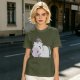 Olive Green T-Shirt With Crying Chubby Unicorn Rainbow Print