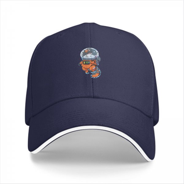 Black Baseball Cap With Cute Astronaut Animal Graphic