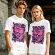 Olive T-shirt with playful bear-fruit graphic print