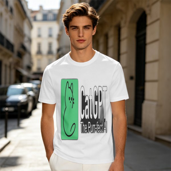 Olive Green CatGPT The Purr-fect AI Graphic T-Shirt